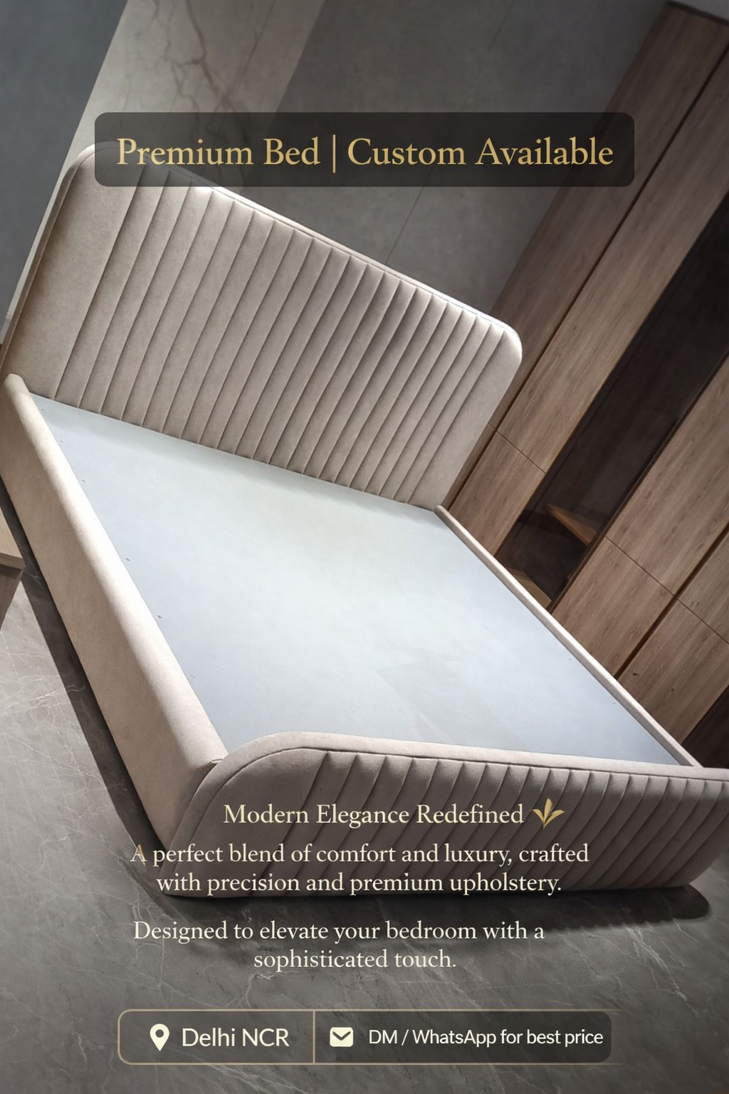 Suede Channel Tufted Bed