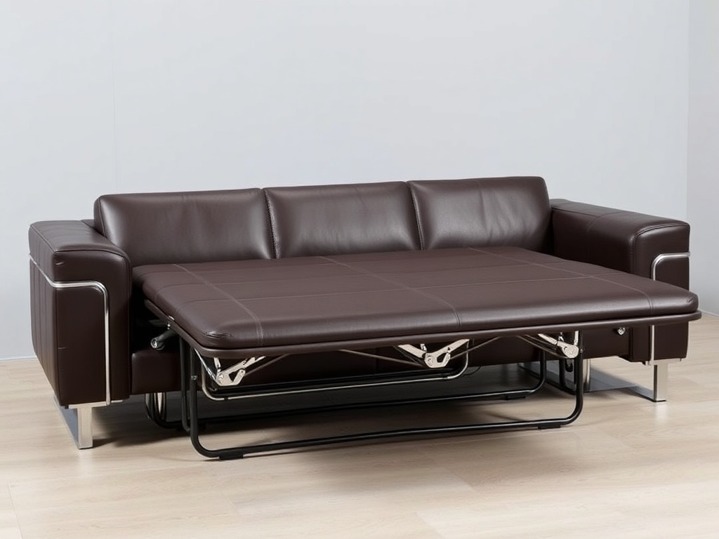 Premium Dark Brown Leather Sofa Bed