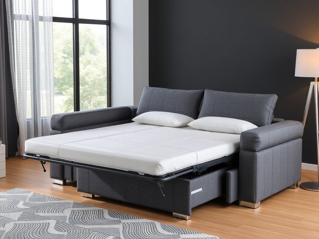 Charcoal Sleeper Sofa with Storage