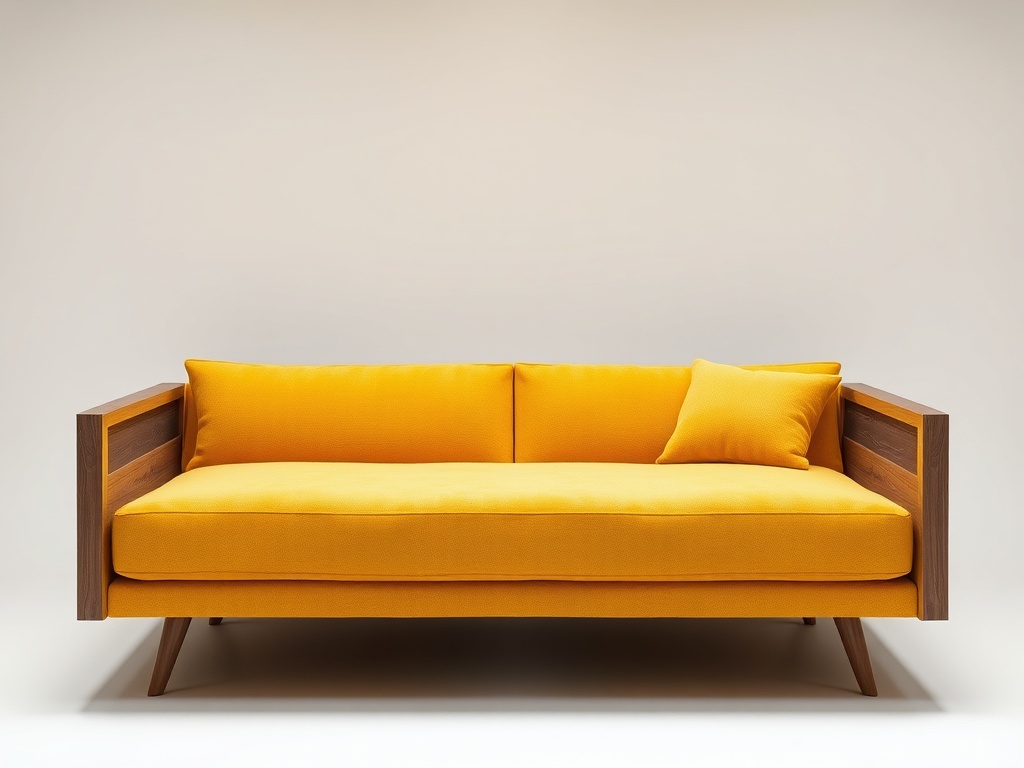 Mustard Yellow Fabric Sofa Bed