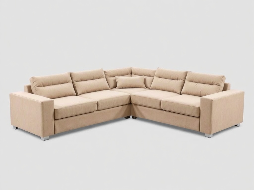 L-Shaped Beige Sofa Bed