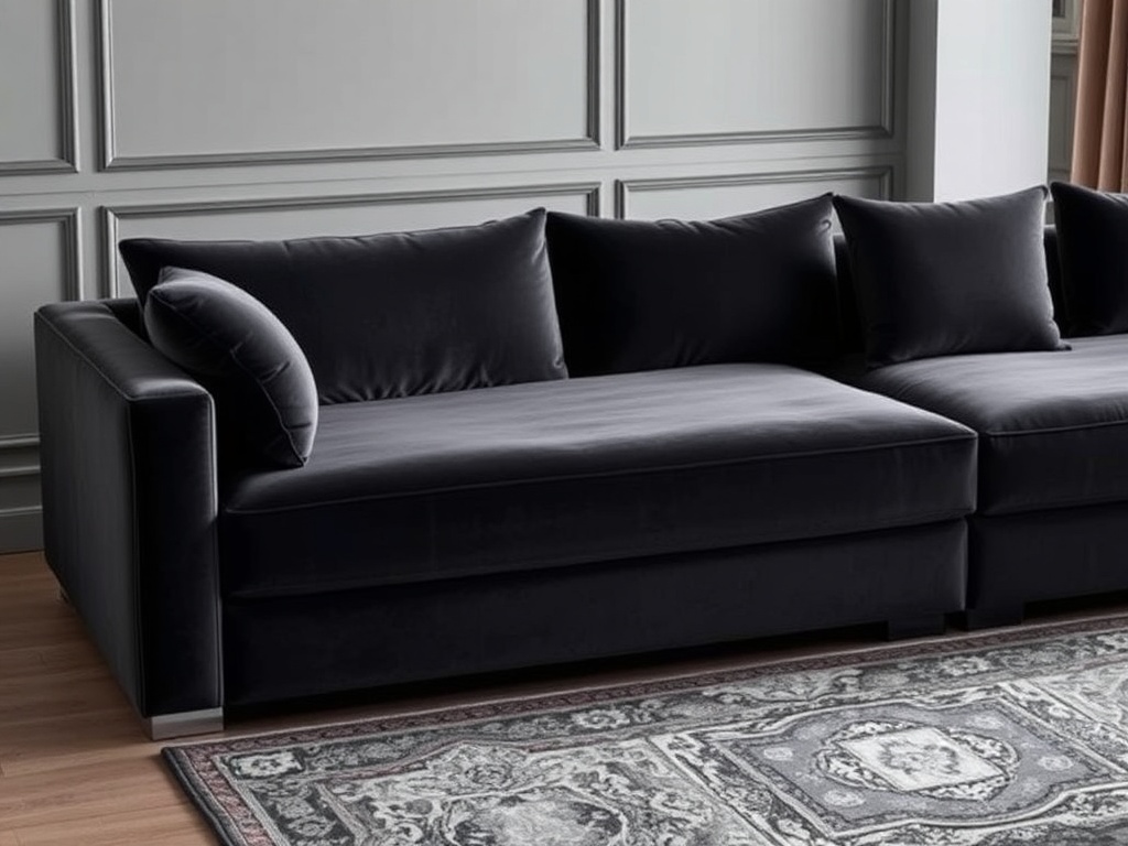 Premium Charcoal Velvet Sofa Bed