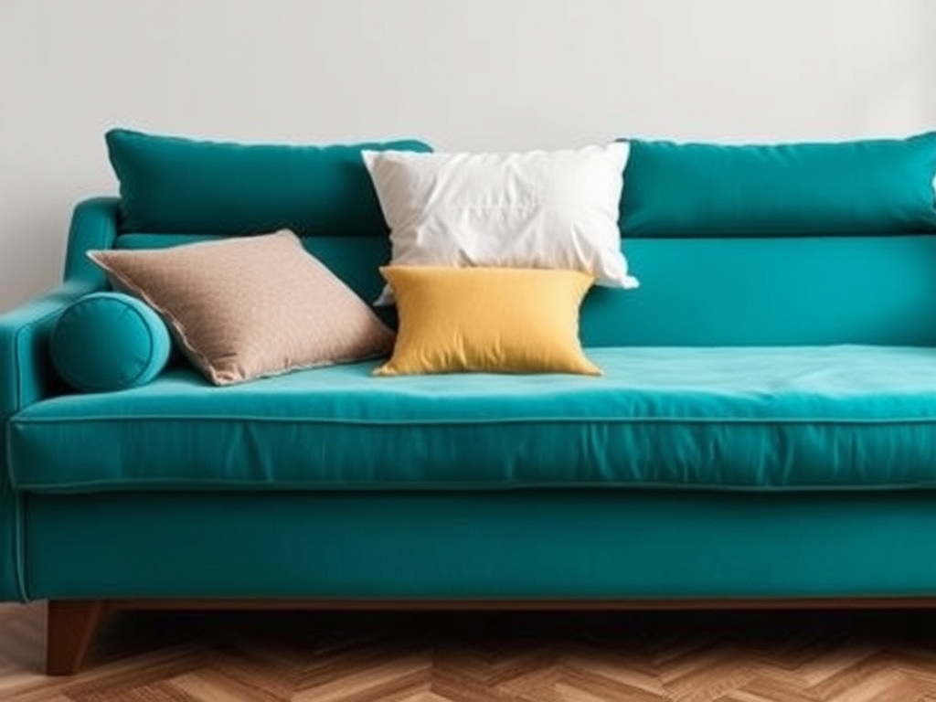 Luxury Teal Mid-Century Sofa Bed