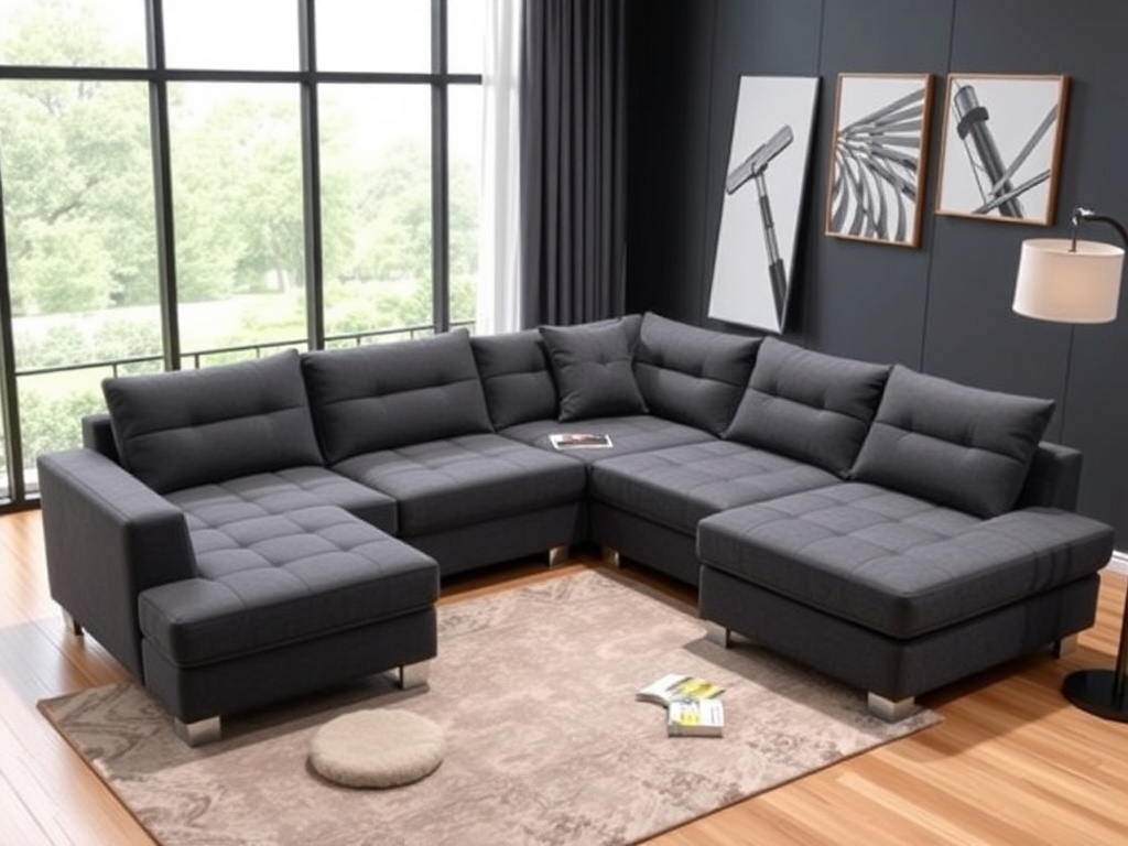 Premium Charcoal Sectional Sofa Bed