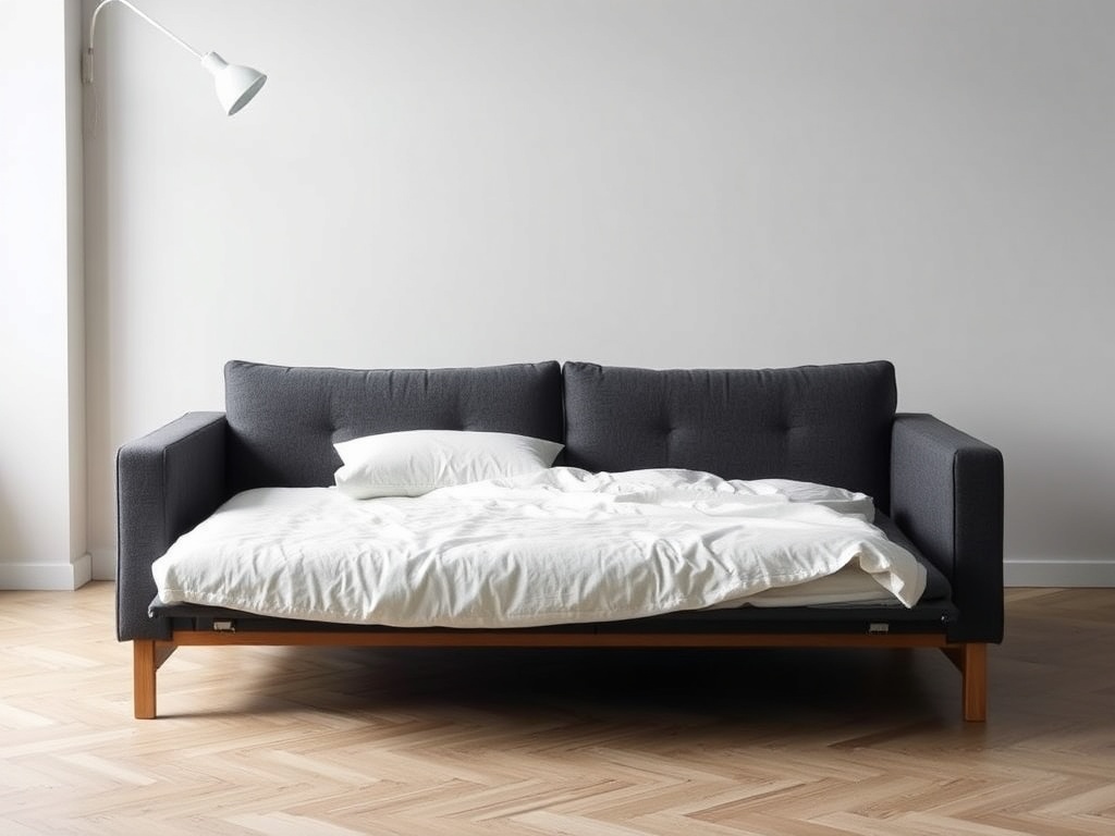 Charcoal Sofa Bed with Wooden Frame