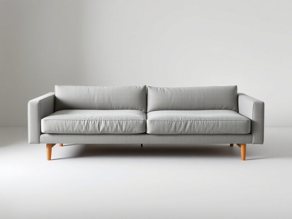 Soft Gray Linen Sofa Bed with Wood Frame