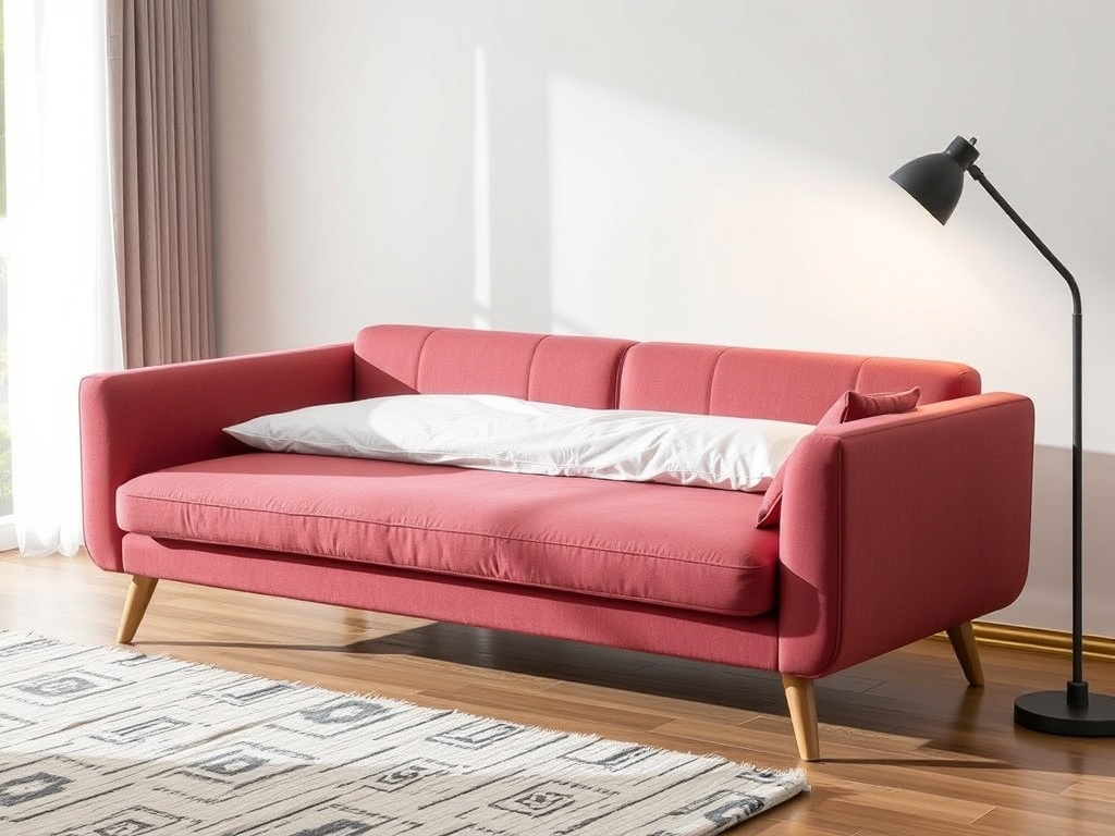 Dusty Rose Fabric Sofa Bed