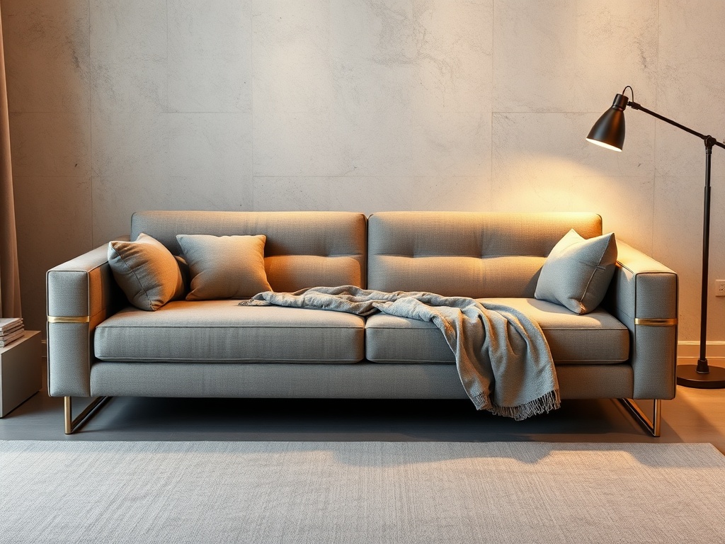Warm Gray Metal Accent Sofa Bed