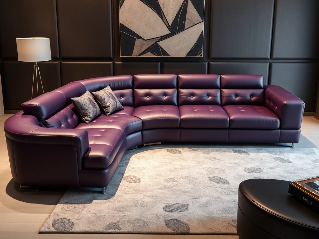 Luxury Plum Purple Leather Sofa Bed