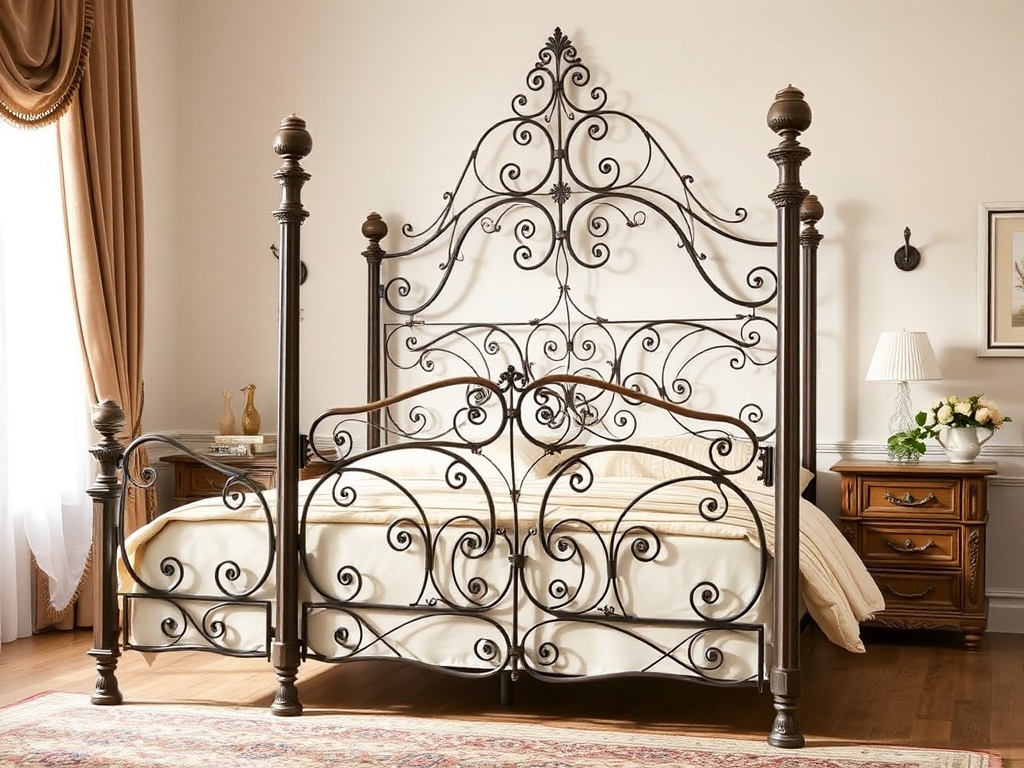 Bed - Wrought Iron Bronze Ornate