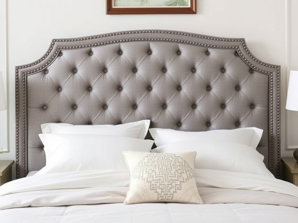 Bed - Tufted Gray Button Detailed