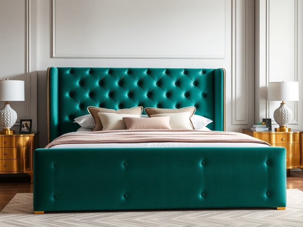 Bed - Velvet Emerald Green Luxury