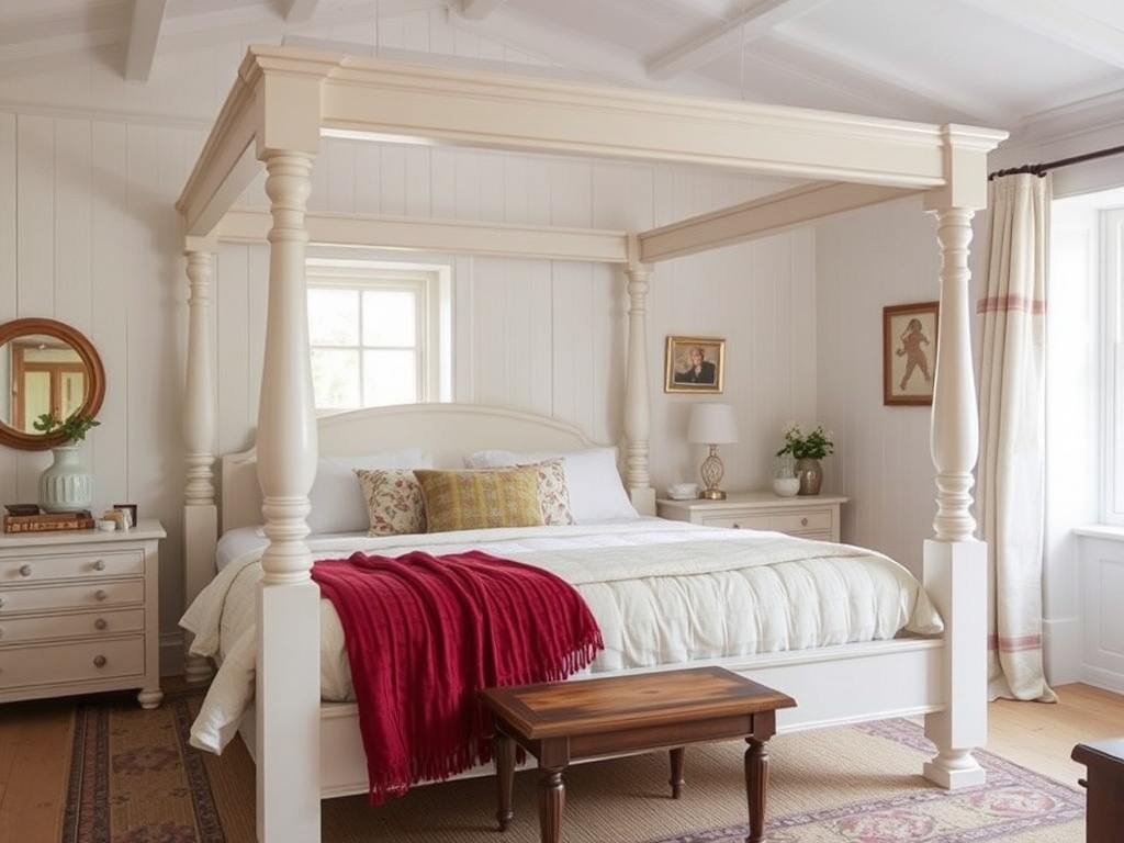 Bed - Four Poster White Cottage