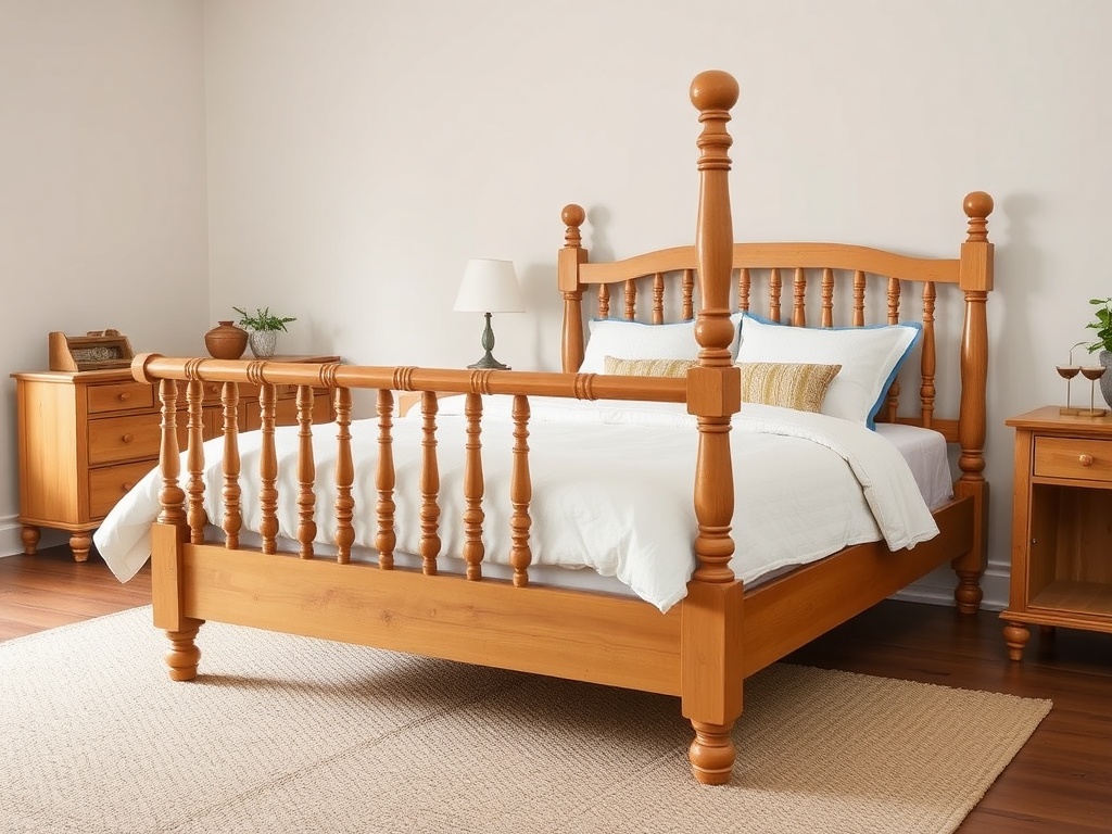 Bed - Colonial Spindle Natural Wood