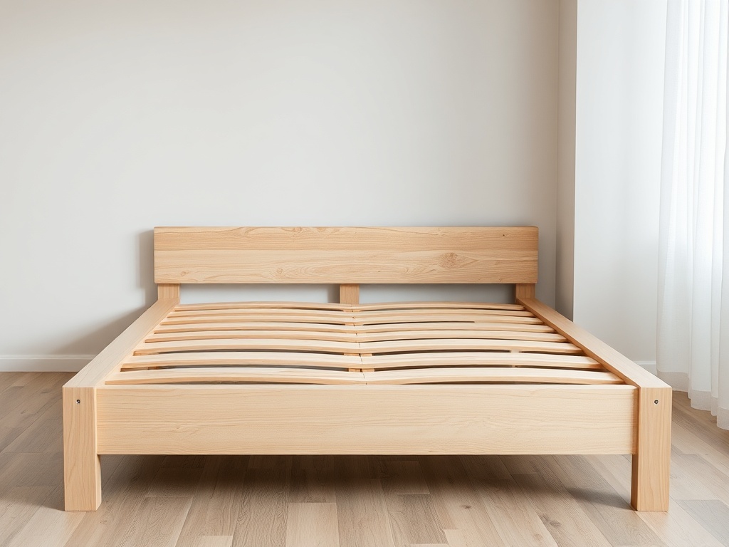 Bed - Wooden Slat Light Natural Minimal
