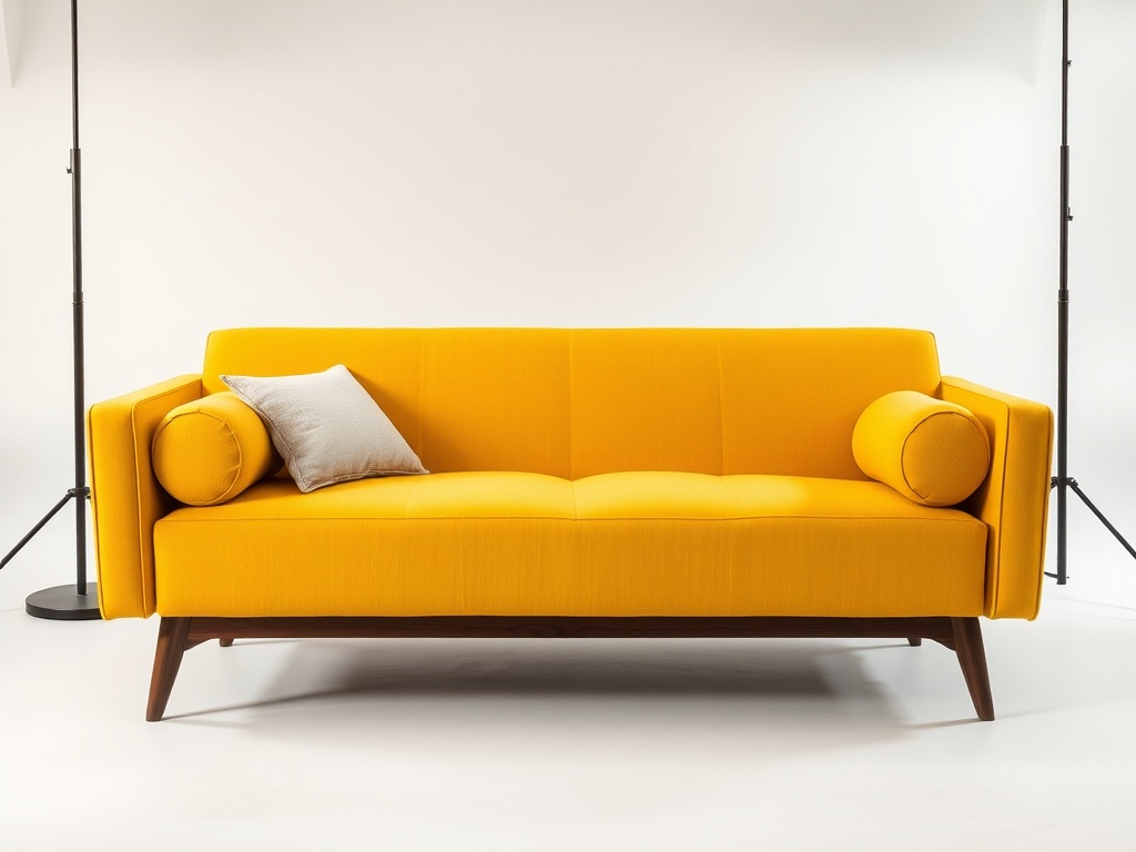 Sofa Cum Bed - Mustard Yellow Mid-Century