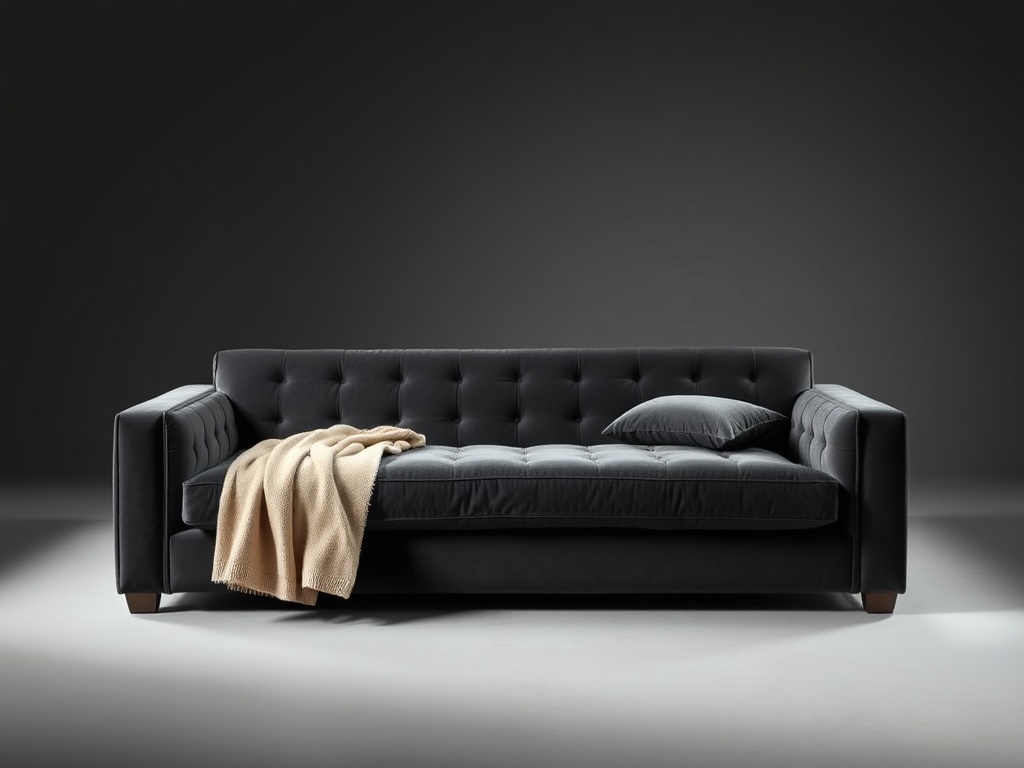 Sofa Cum Bed - Charcoal Velvet Premium