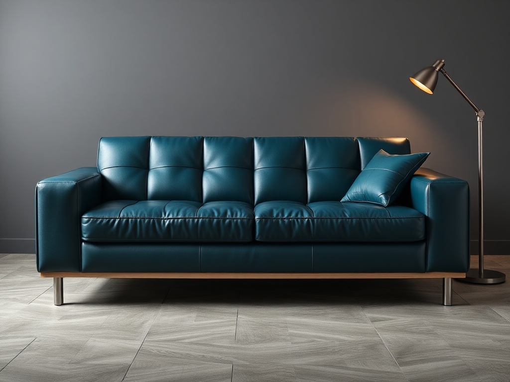 Sofa Cum Bed - Dark Teal Leather Premium