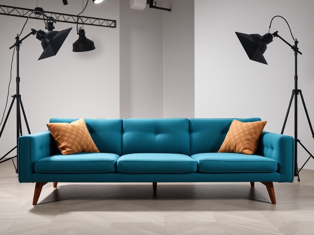 Sofa Cum Bed - Teal Mid-Century
