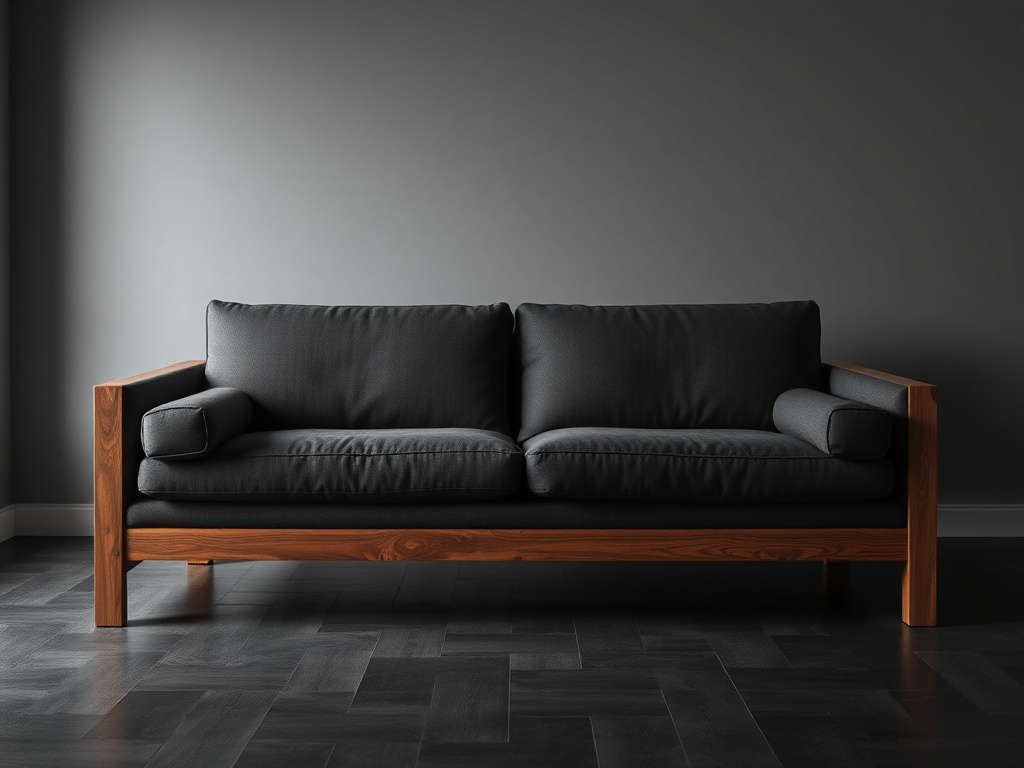 Sofa Cum Bed - Charcoal Wood Frame Industrial