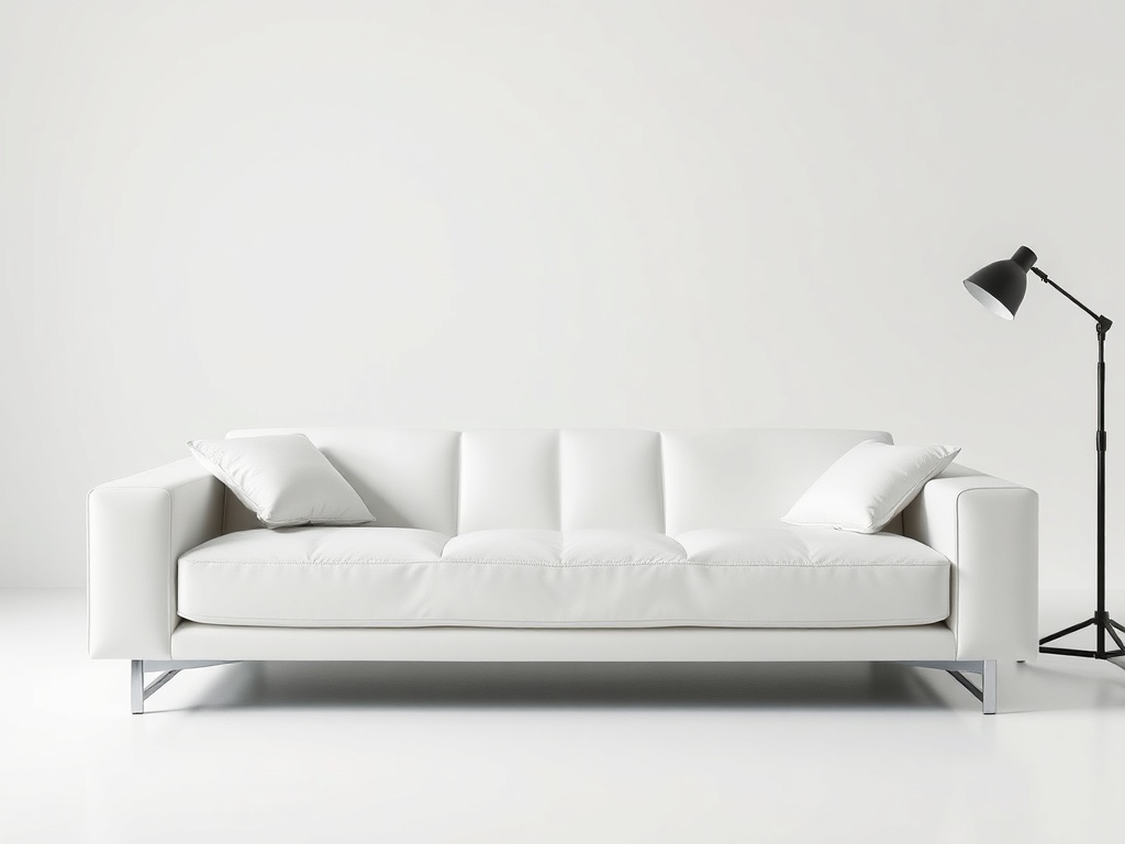 Sofa Cum Bed - White Leather Minimalist