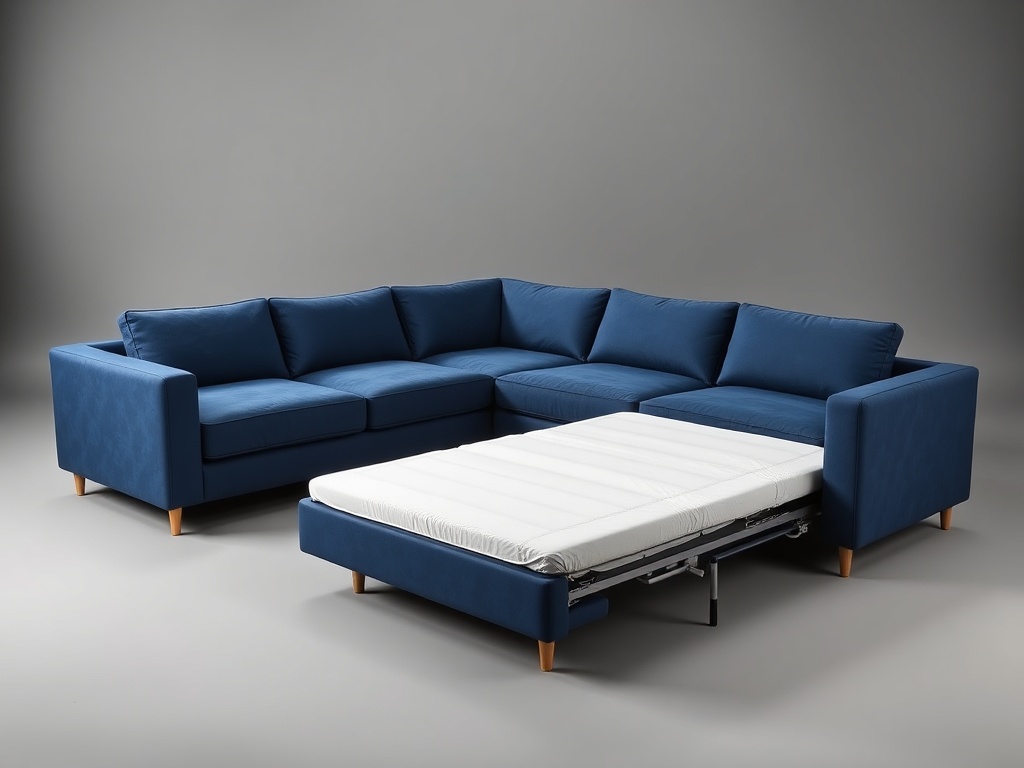 Sofa Cum Bed - Navy Blue L-Shaped
