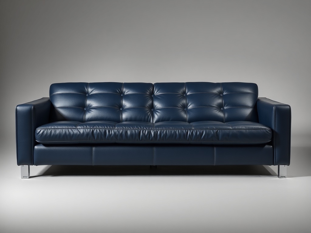 Sofa Cum Bed - Midnight Blue Leather