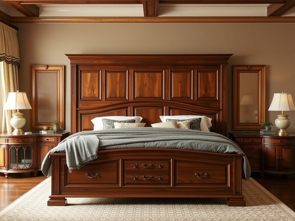 Bed - Panel Walnut Traditional