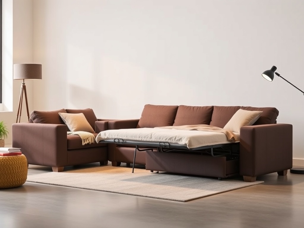 Sofa Cum Bed - Espresso Brown Storage