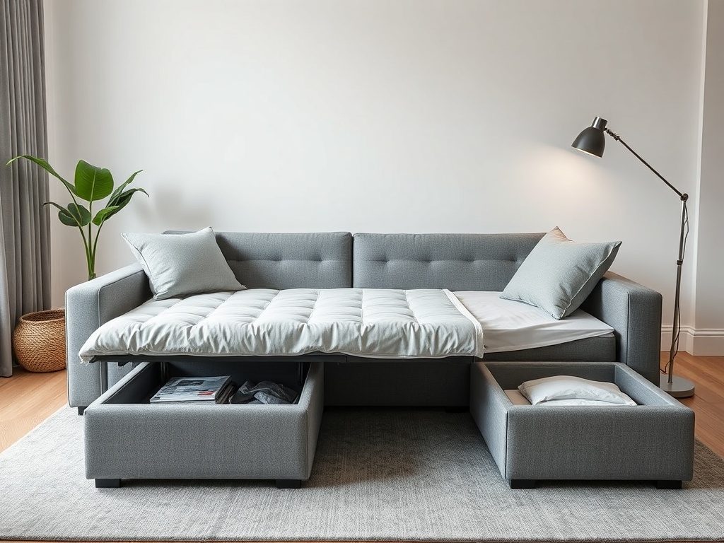 Sofa Cum Bed - Ash Gray Storage Deluxe