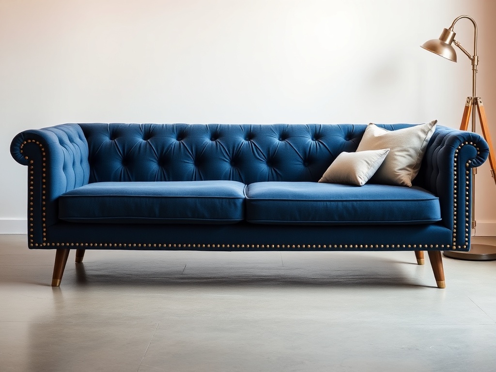 Sofa Cum Bed - Navy Upholstered Classic