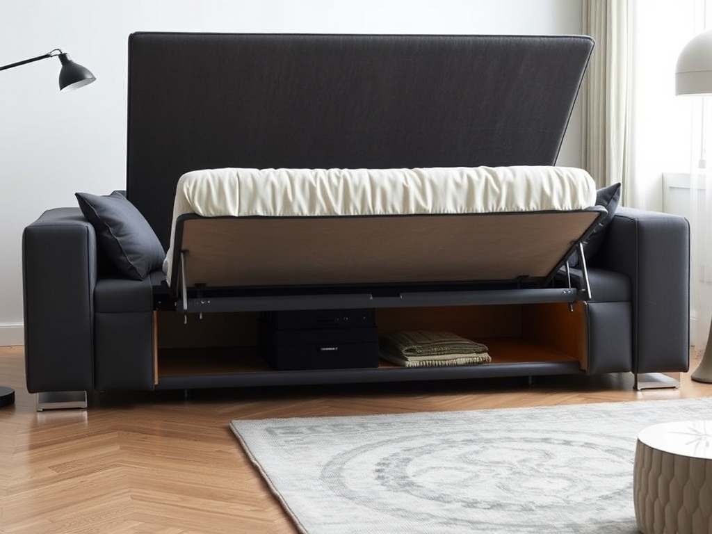 Sofa Cum Bed - Charcoal Gray Storage