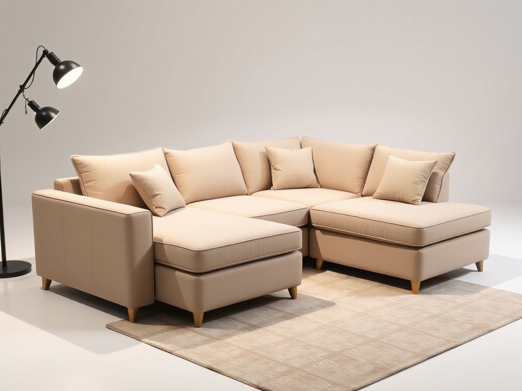 Sofa Cum Bed - Beige L-Shaped Sectional
