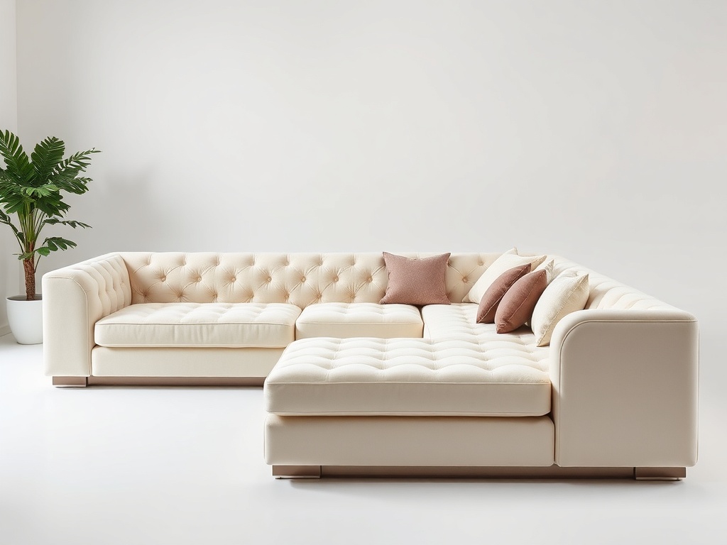 Sofa Cum Bed - Cream Velvet Luxury