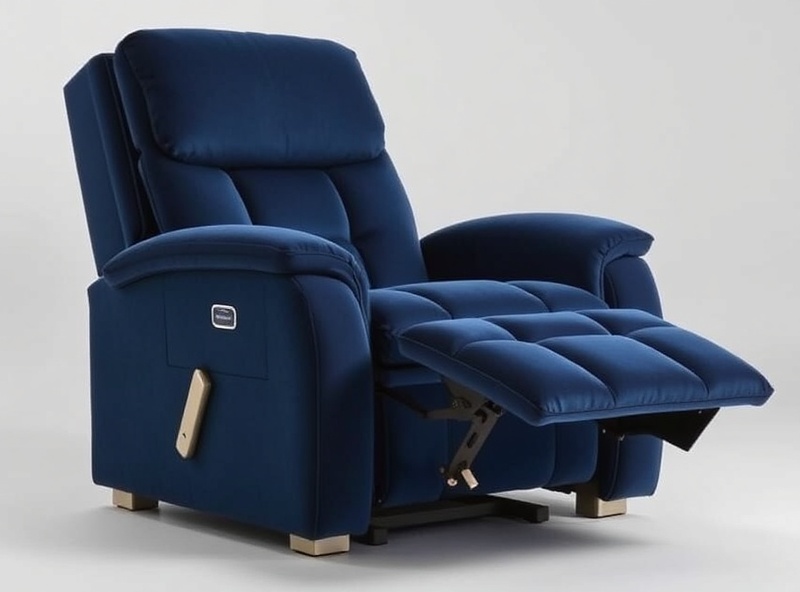 Recliner - Navy Velvet Massage Lumbar
