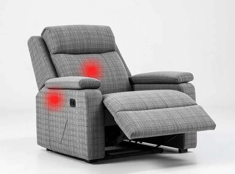 Recliner - Pewter Gray Fabric Massage Lumbar Heat