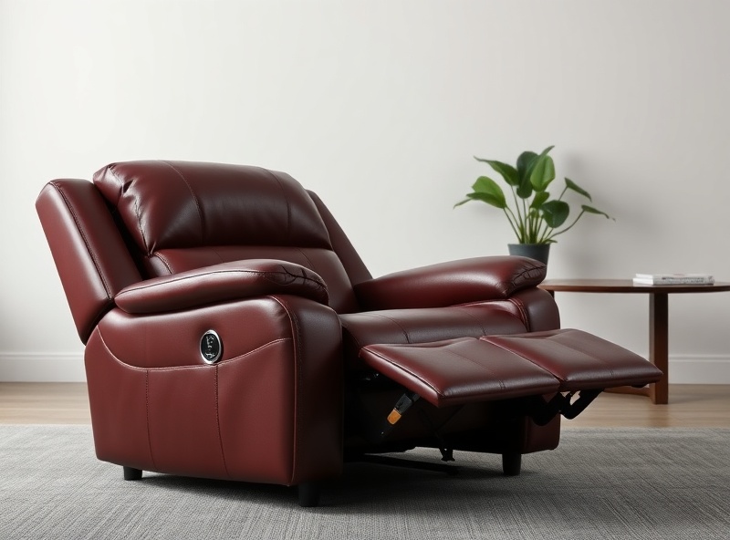 Recliner - Burgundy Bonded Leather Power Cup Console