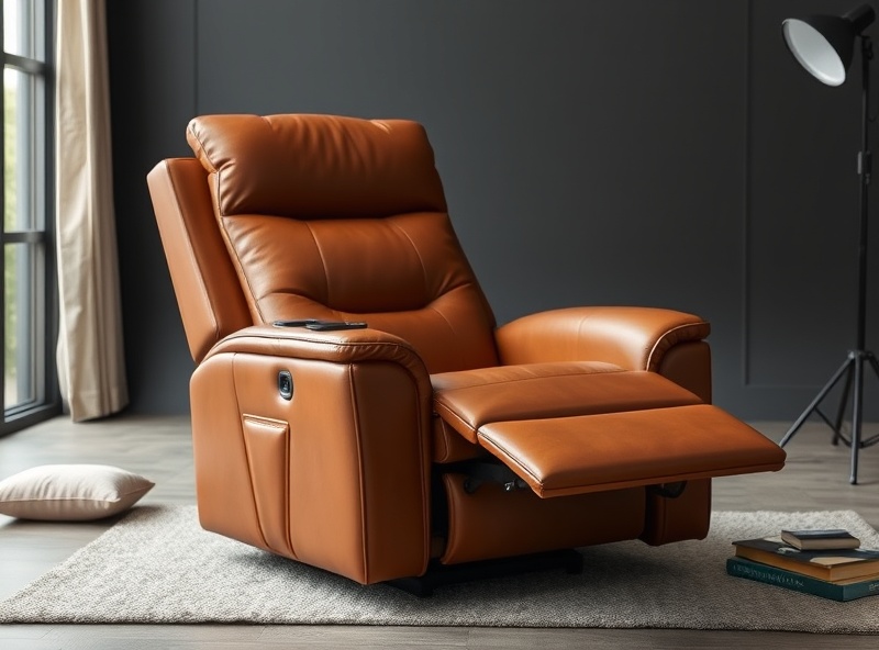 Recliner - Cognac Leather Power Console