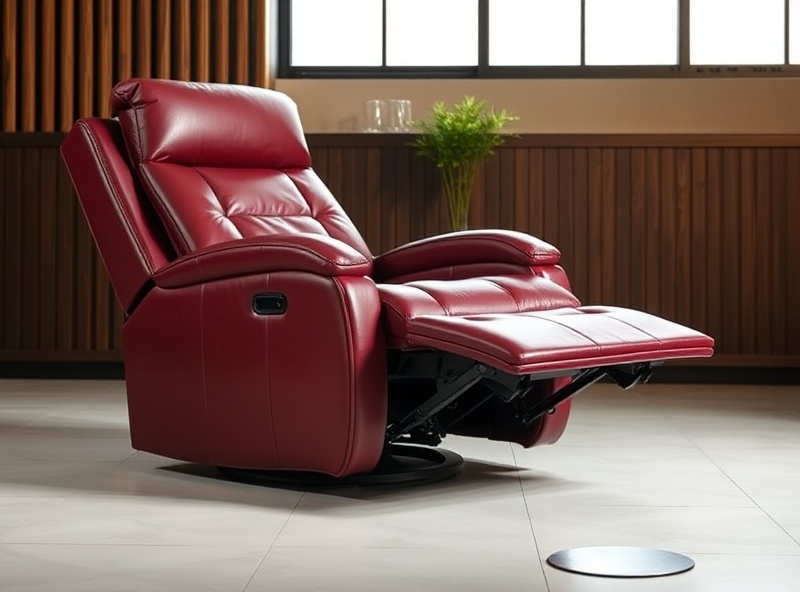 Recliner - Wine Red Leather Power Massage Heat