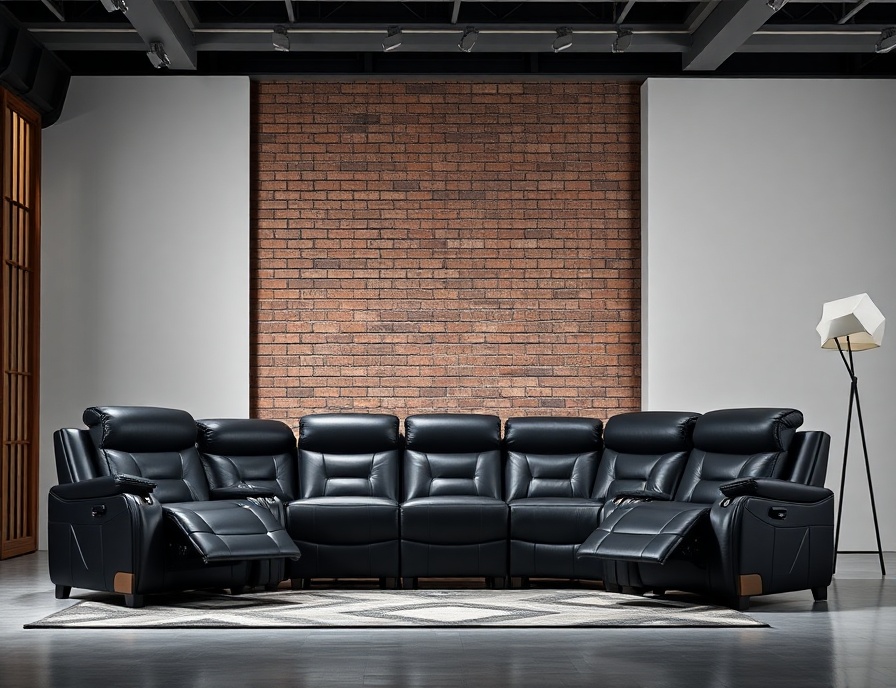 Recliner Sofa Set - Black Leather 3-Piece Power