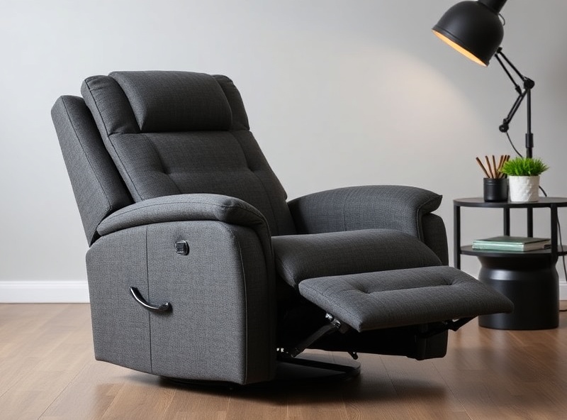 Recliner - Charcoal Microfiber Power Adjustable Headrest