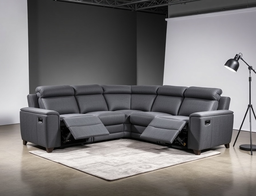 Recliner Sofa Set - Charcoal Gray Corner Power Storage