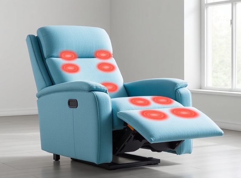 Recliner - Light Blue Fabric Power Heating Zones