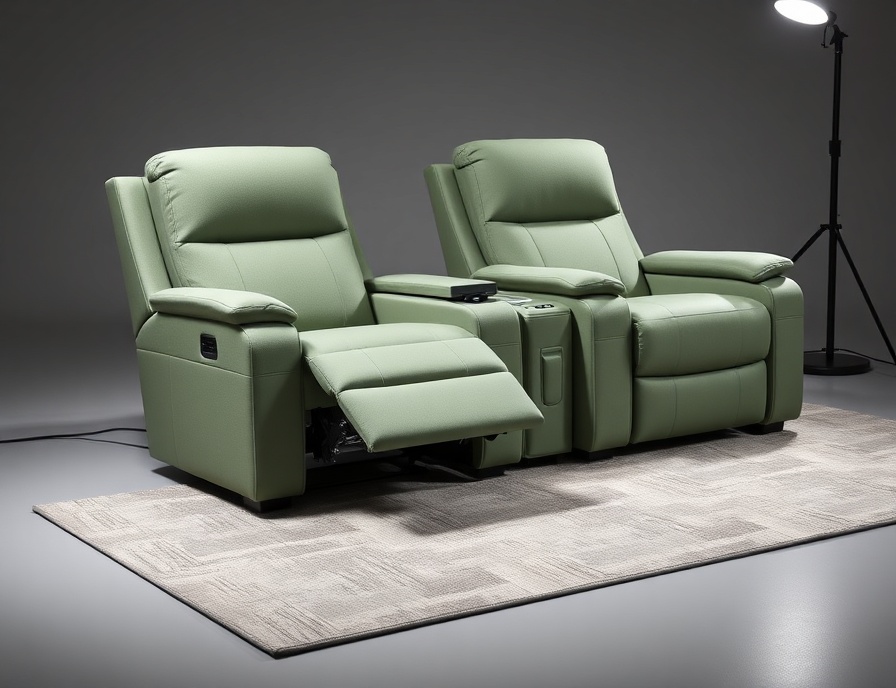 Recliner Sofa Set - Sage Green 2-Piece Power USB