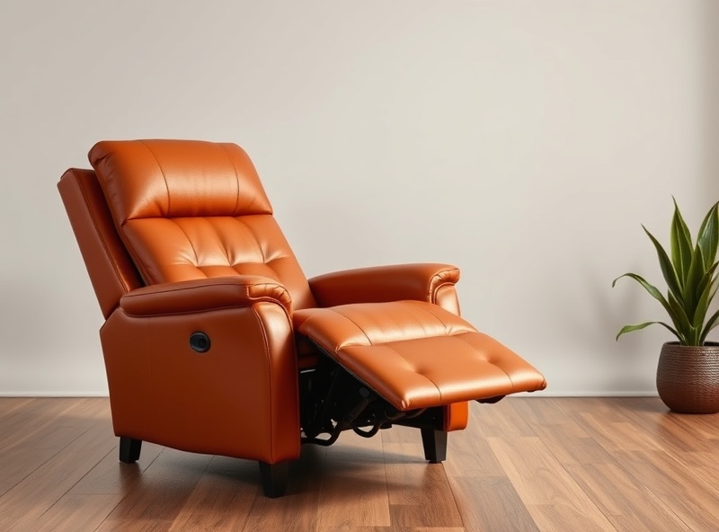 Recliner - Burnt Orange Leather Manual Massage