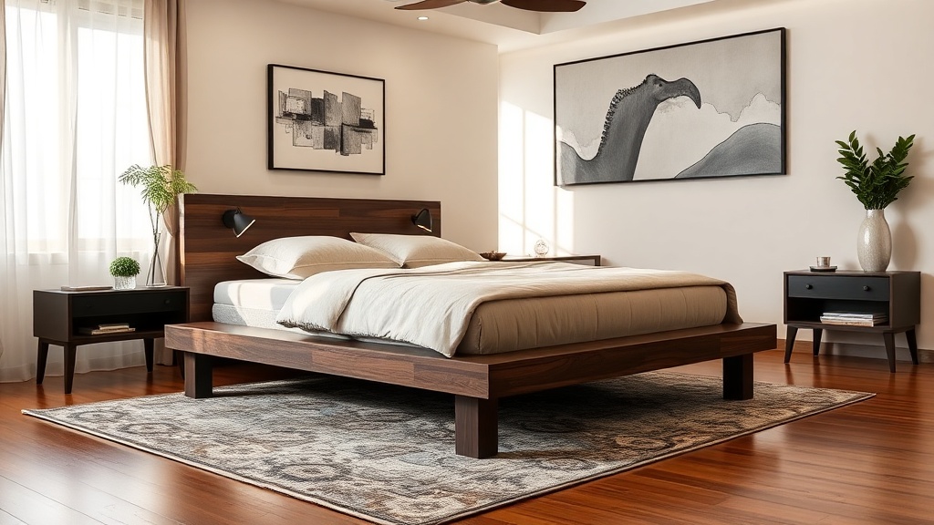 Custom platform bed in bedroom