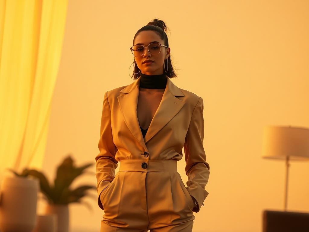 Create a high resolution image showcasing a fashion forward individual