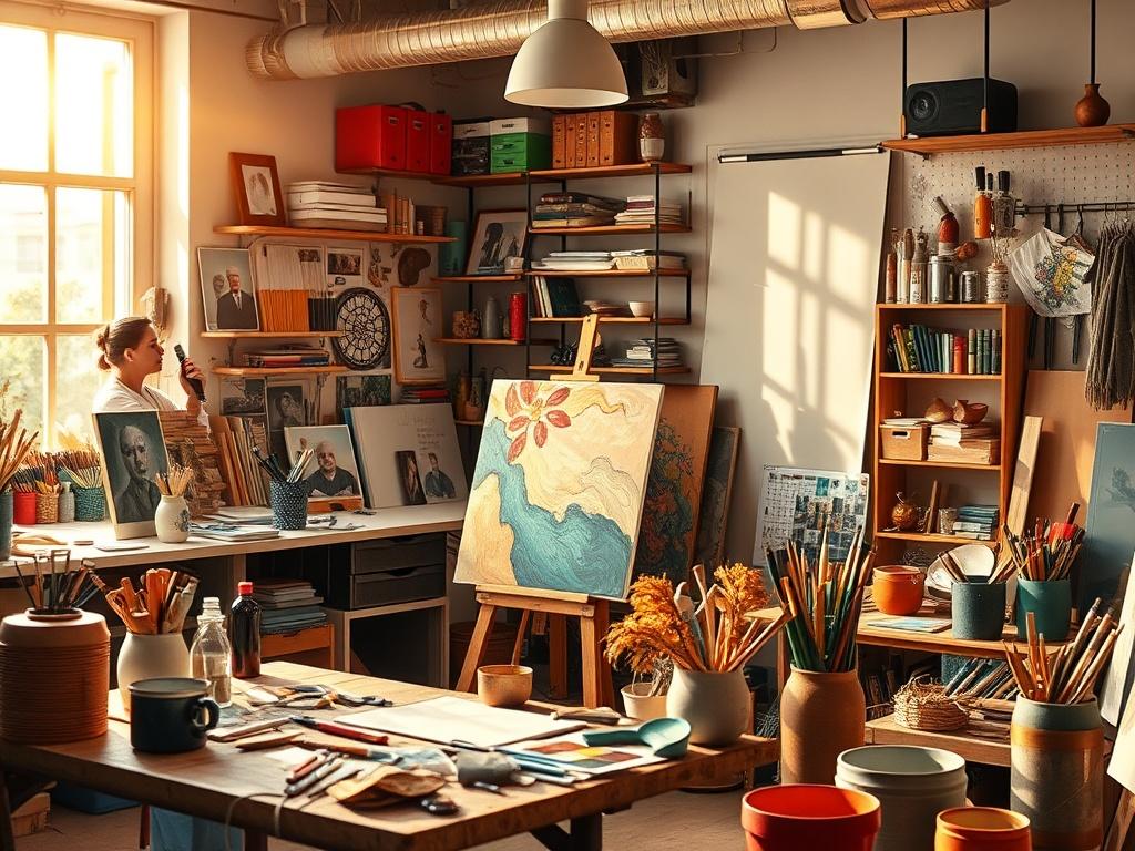 A high resolution image of an artist at work in