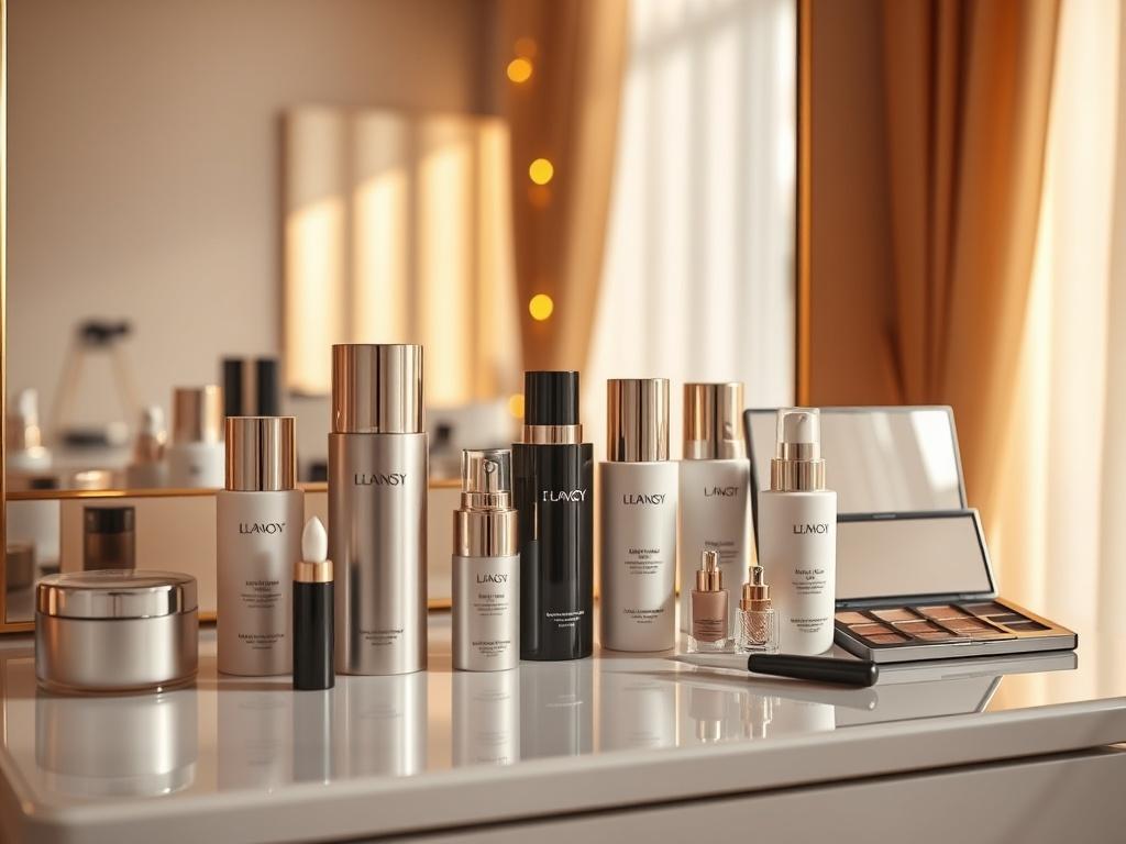 A realistic high resolution of an innovative beauty product display