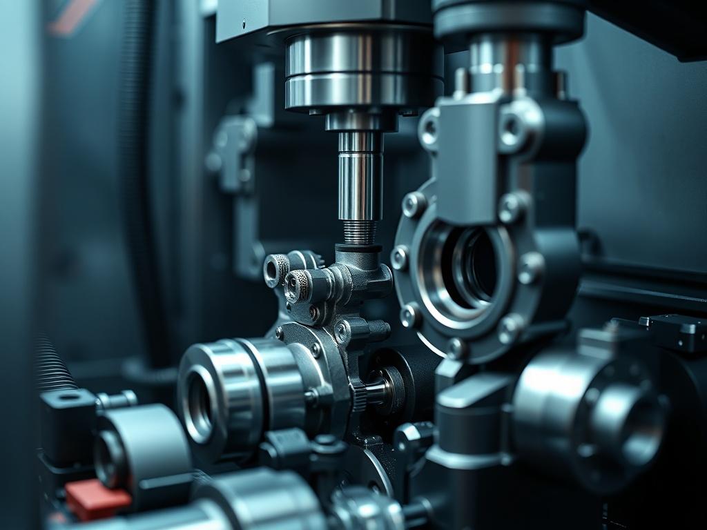 A close up shot of a CNC machine in action,